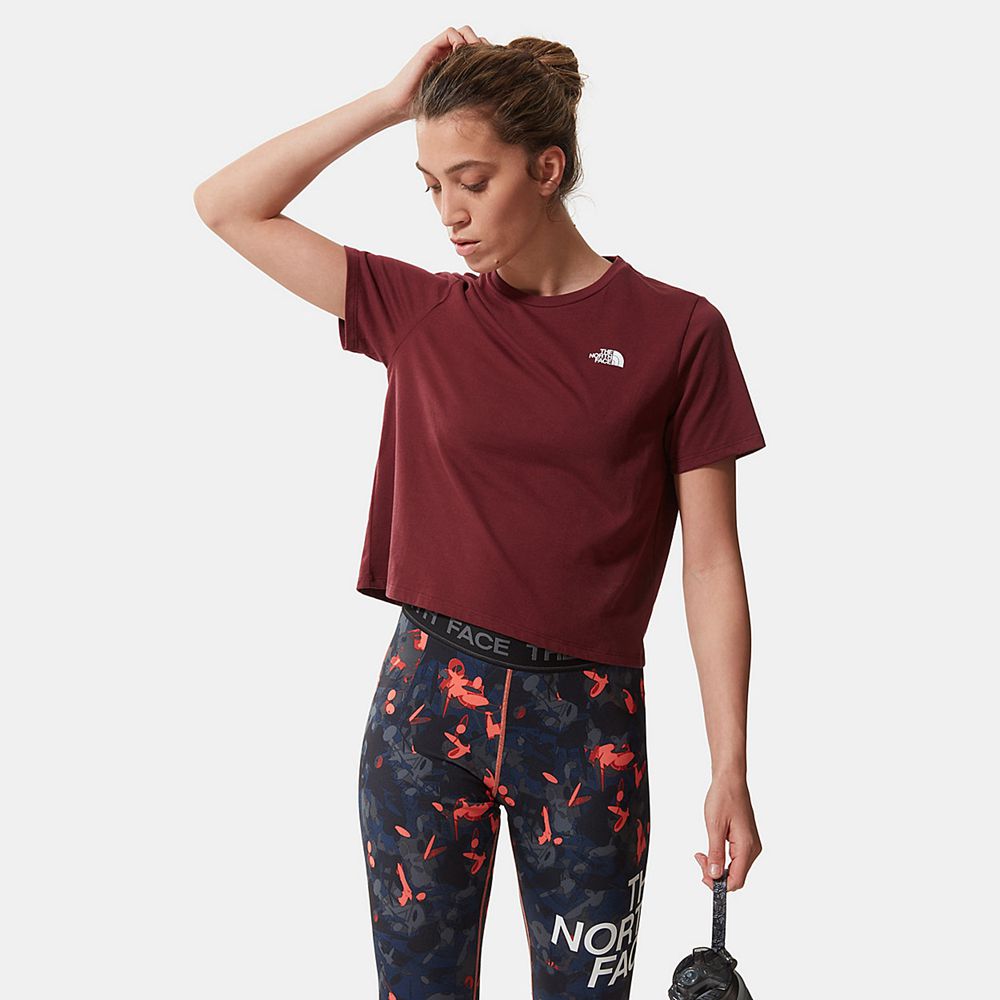 The North Face T-Shirts Womens Australia - The North Face Foundation Cropped Red Running & Training